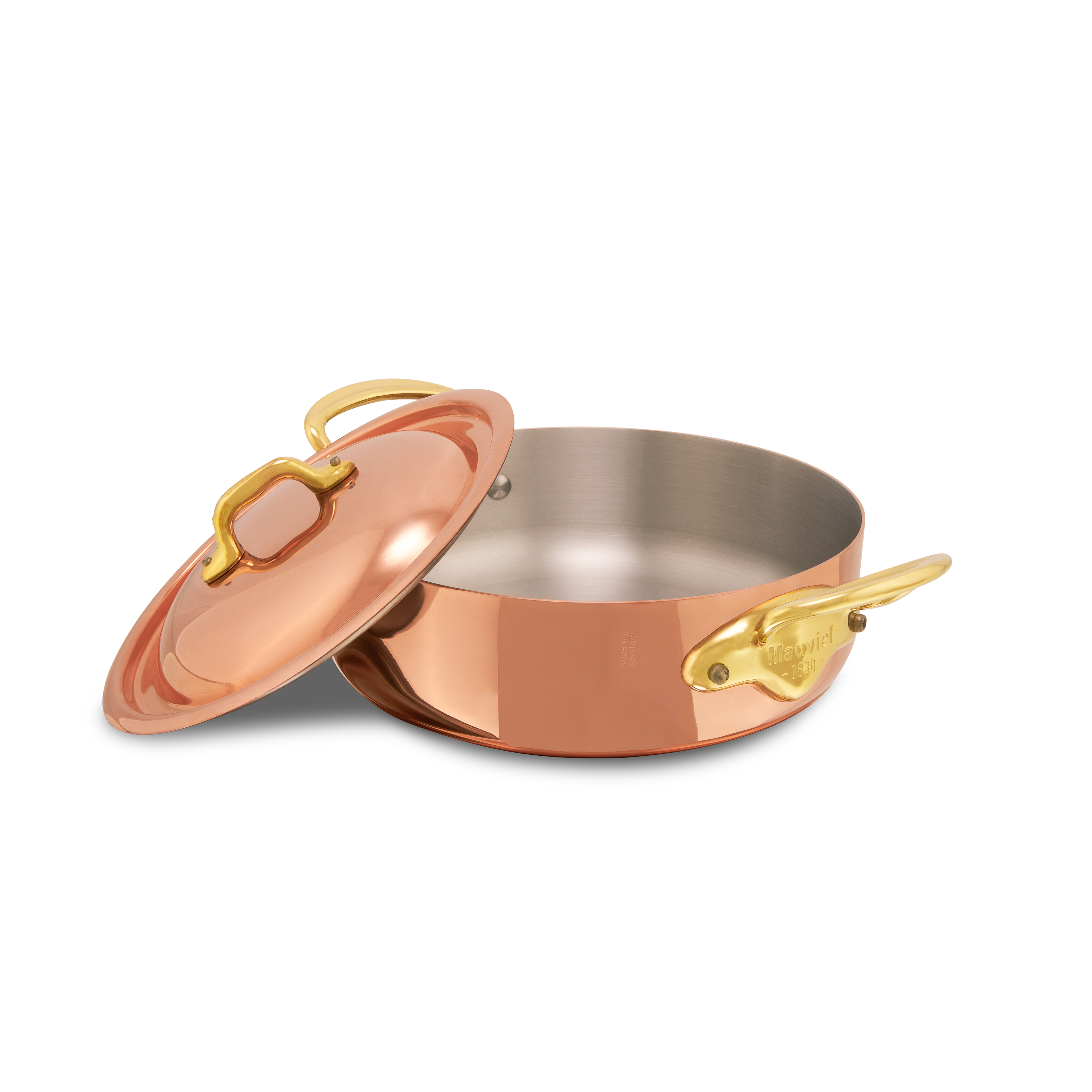 Mauviel M'Heritage M'150 B Copper Rondeau With Lid and Brass Handles, 2.9-Qt - Mauviel1830