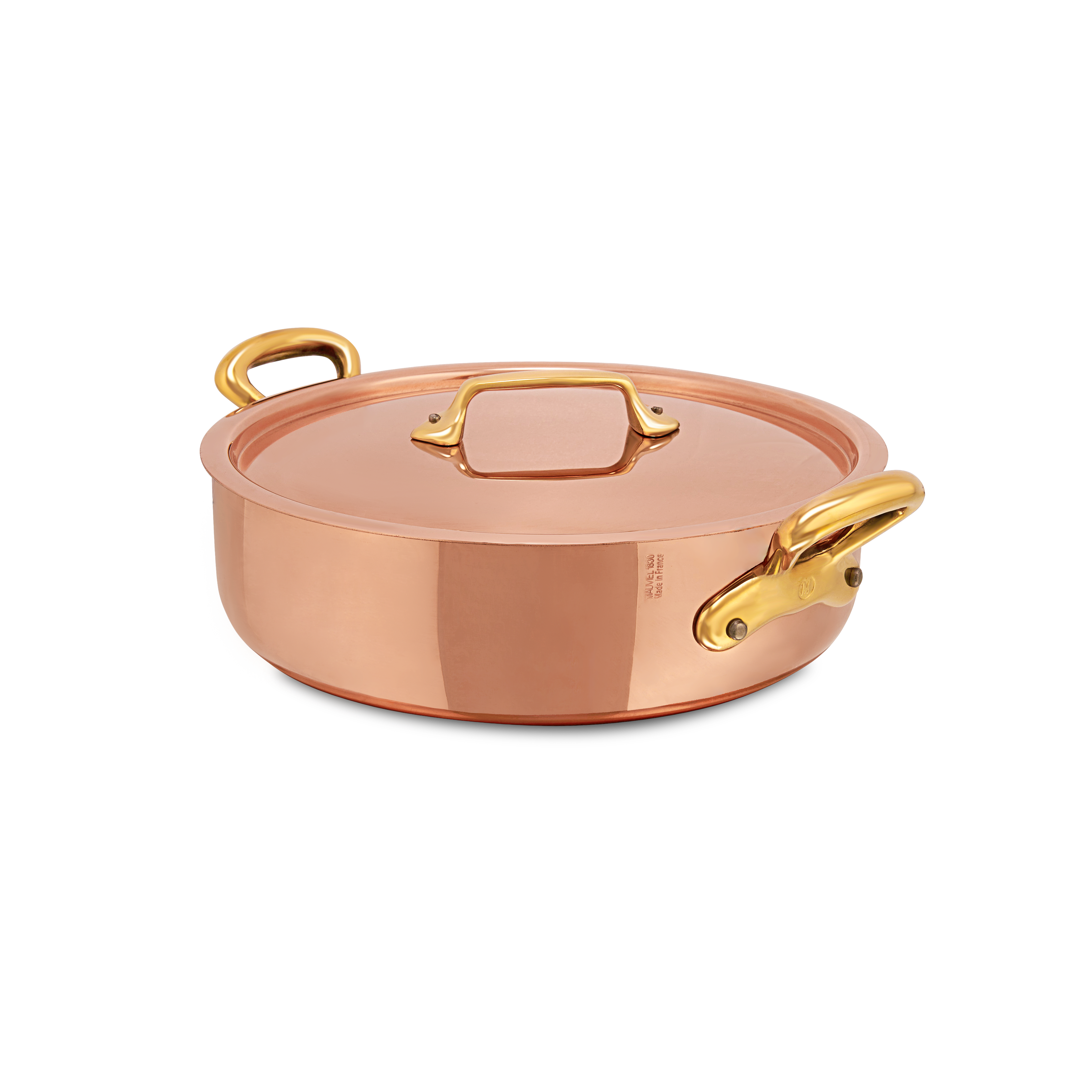 Mauviel M'Heritage M'200 B Copper Rondeau With Lid, Brass Handles - Mauviel1830