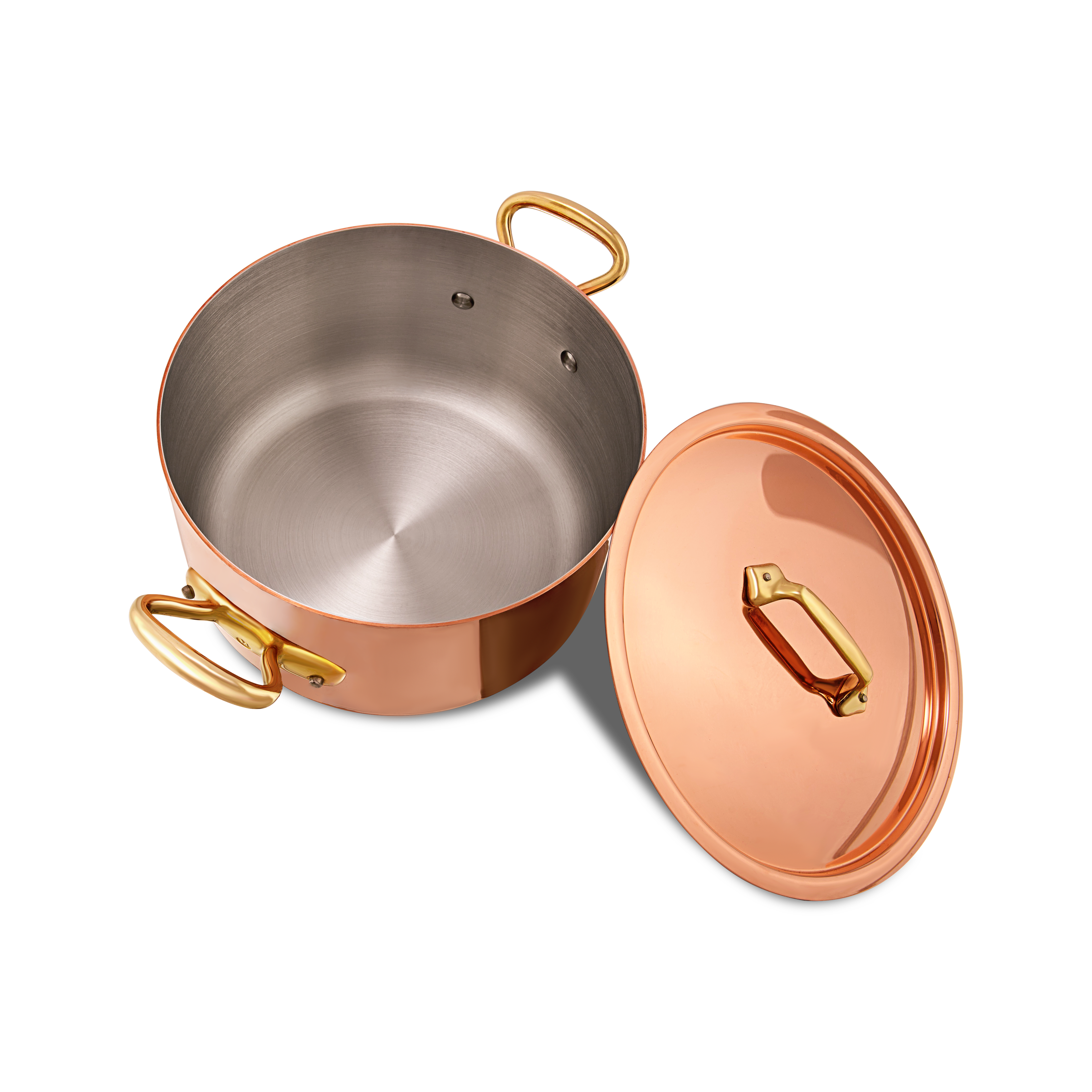 Mauviel M'Heritage M'200 B Copper Stewpan With Lid, Brass Handles - Mauviel1830