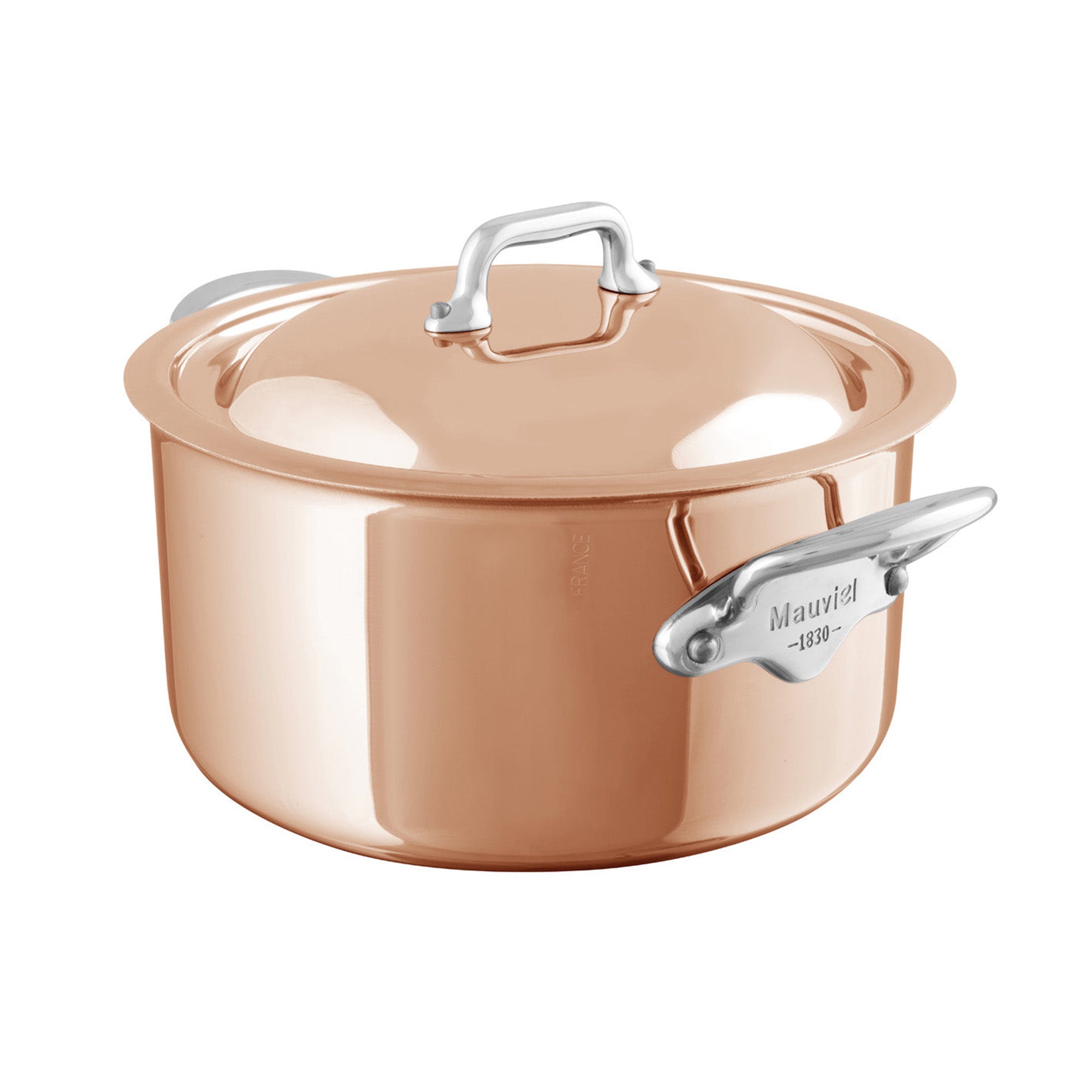 Mauviel M'Heritage M'6 S Induction Copper Stewpan With Lid, Cast Stainless Steel Handles, 3.6-Qt - Mauviel1830