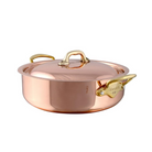 Mauviel M'150 B Copper & Stainless Steel Rondeau With Lid and Brass Handles, 6-Qt - Mauviel USA
