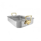 Mauviel M'COOK B Roasting Pan With Brass Handles, 13.7 x 9.8-In - Mauviel USA