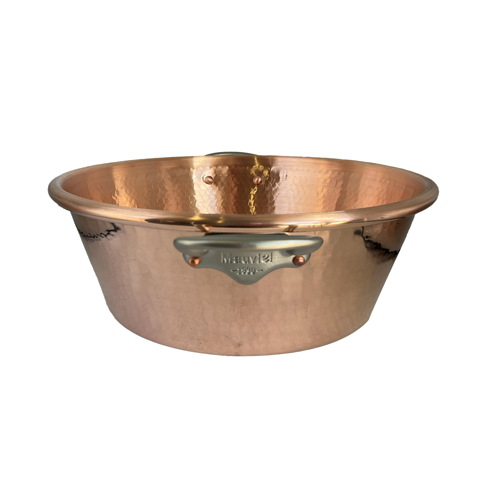 Mauviel M'PASSION Hammered Copper Jam Pan With Brushed Stainless Steel Handles, 14.5-Qt - Mauviel1830
