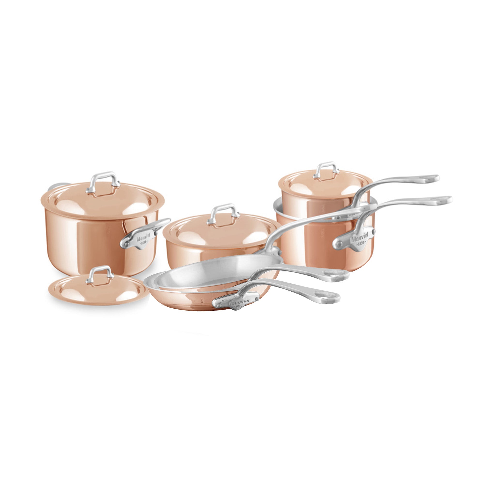 Mauviel M'Heritage M'6 S 10-Piece Induction Copper Cookware Set With Cast Stainless Steel Handles - Mauviel1830