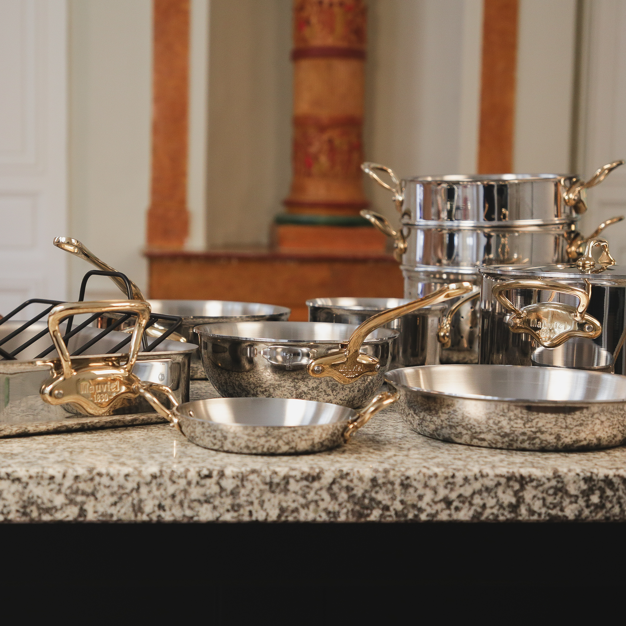 Mauviel M'COOK B 5-Ply 2-Piece Cookware Set With Brass Handles - Mauviel1830