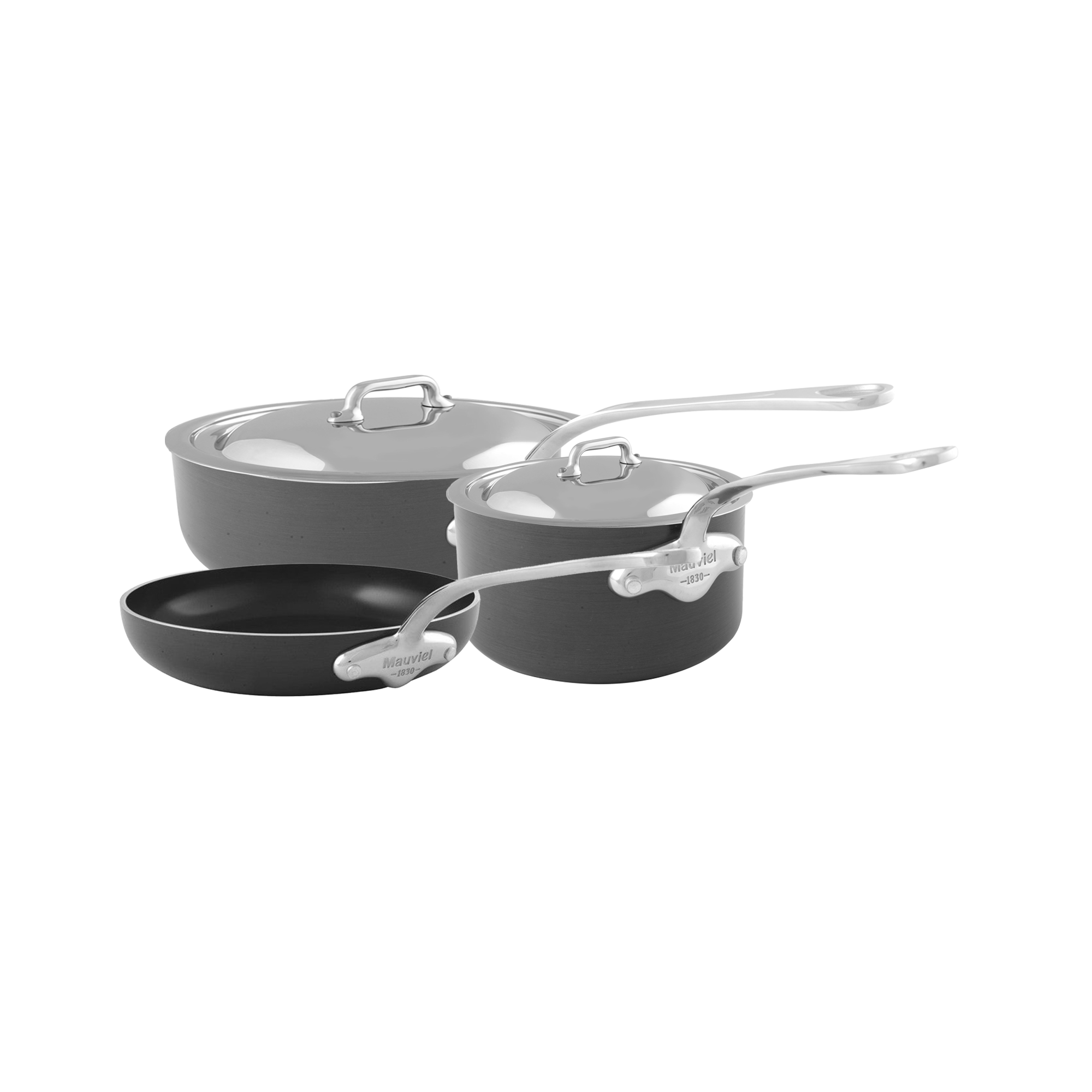 Mauviel M'STONE 3 5-Piece Cookware Set With Cast Stainless Steel Handles And Stainless Steel Lid - Mauviel1830