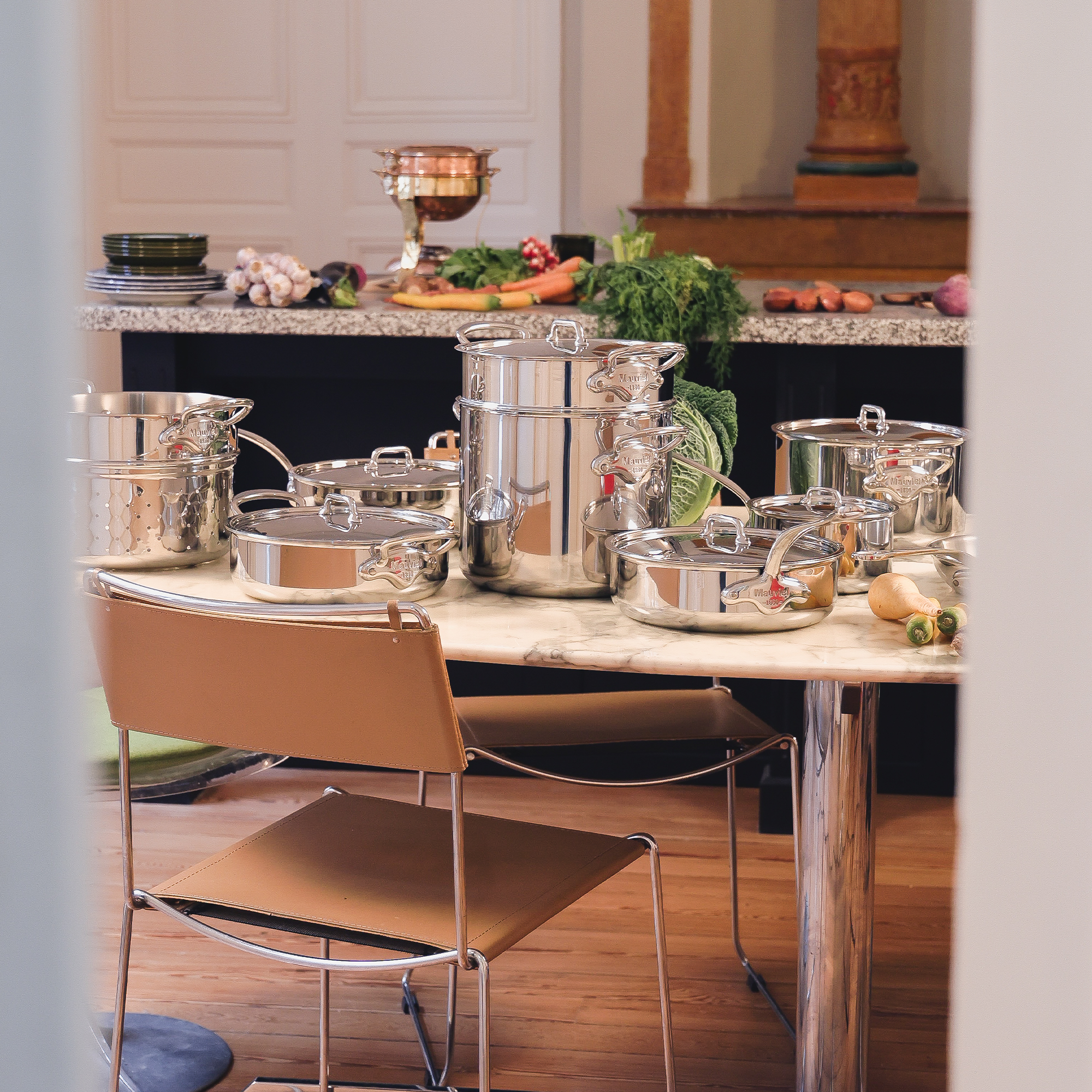 Mauviel M'URBAN 4 Stewpan With Lid, Cast Stainless Steel Handles, 3.4-Qt - Mauviel1830