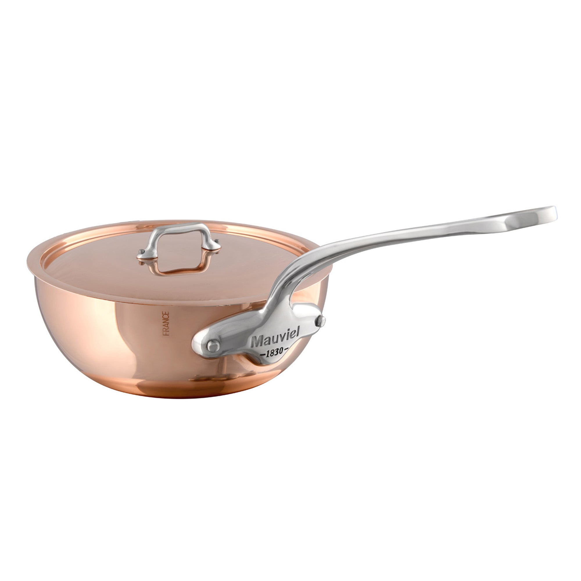 Mauviel M'Heritage M'150 S Copper Chef Pan With Lid, Cast Stainless Steel Handle, 2.1-Qt - Mauviel1830