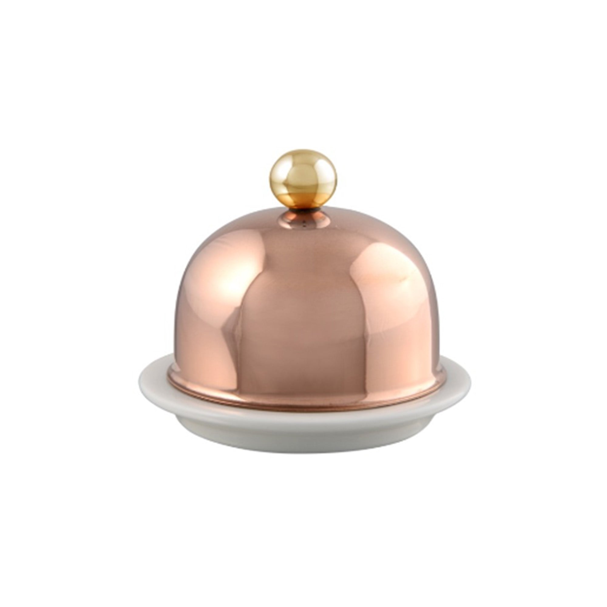 Mauviel M'Tradition Copper Porcelain Butter Dish With Brass Knob, 3.5-In - Mauviel1830