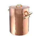 Mauviel M'Tradition Hammered Copper & Tin Inside Soup Pot With Lid, Brass Handles, 13.8-Qt - Mauviel1830