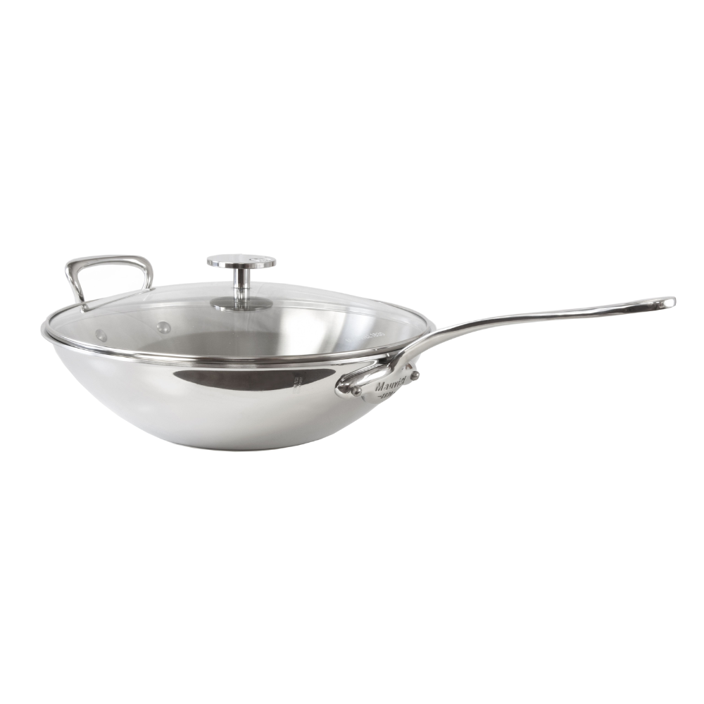 Mauviel M'COOK 5-Ply Wok With Rack, Cast Stainless Steel Long Handle, 5-Qt - Mauviel1830