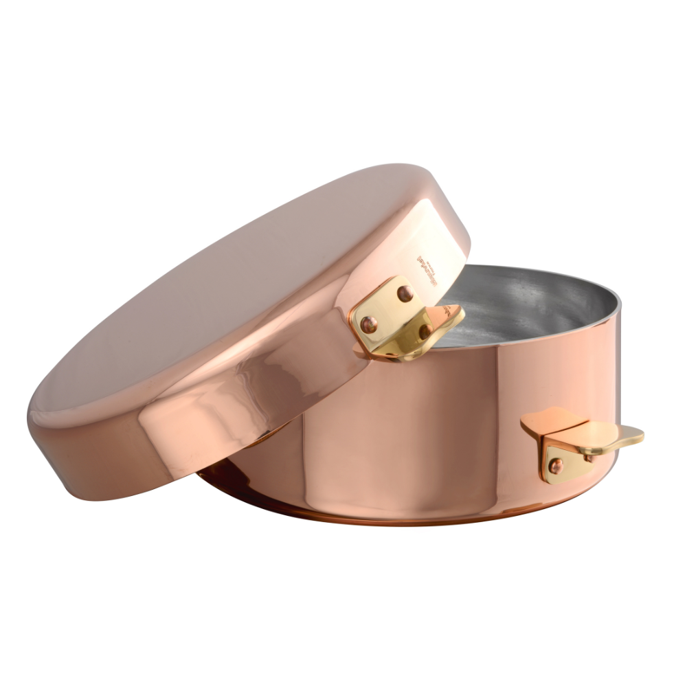 Mauviel M'TRADITION Polished Copper & Tin Inside Pomme-Anna Sauce Pan With Brass Handles, 6.3-In - Mauviel1830