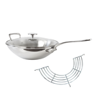 Mauviel M'COOK 5-Ply Wok With Rack, Cast Stainless Steel Long Handle, 5-Qt - Mauviel1830
