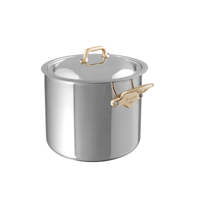 Mauviel Stainless Steel 3-Piece Pasta Set With Brass Handles, 9.7-qt Stock Pot & Insert - Mauviel1830