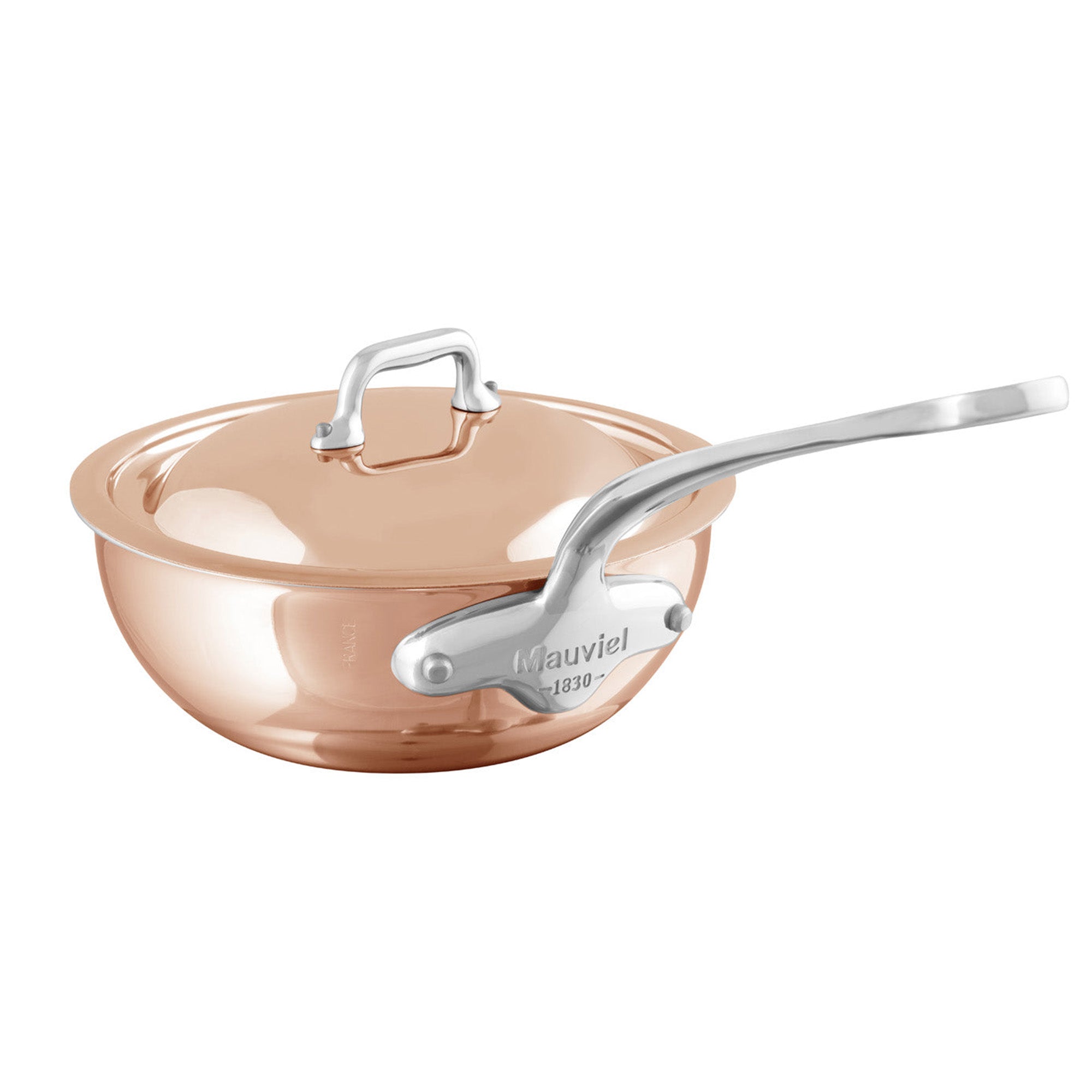 Mauviel M'6 S Induction Copper Chef Pan With Lid, Cast Stainless Steel Handle - Mauviel1830