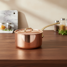 Mauviel M'Heritage M'200 B Sauce Pan With Lid, Brass Handle, 1.8-Qt - Mauviel1830
