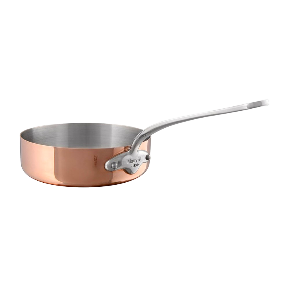 Mauviel M'Heritage M'150 S Copper Saute Pan With Lid, Cast Stainless Steel Handle, 1.2-Qt - Mauviel1830