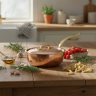 Mauviel M'Heritage M'200 B Chef Pan With Lid, Brass Handle, 3.7-Qt - Mauviel1830