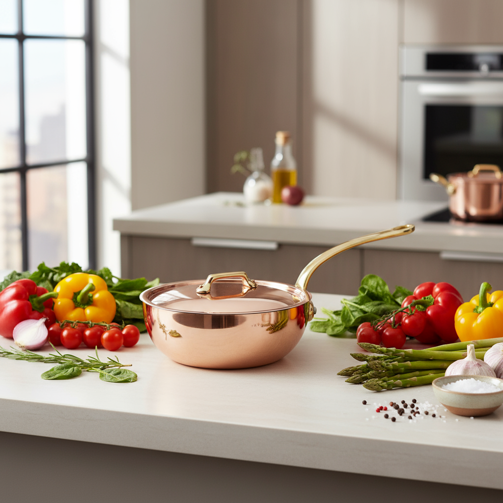 Mauviel M'Heritage M'200 B Chef Pan With Lid, Brass Handle, 3.7-Qt - Mauviel1830