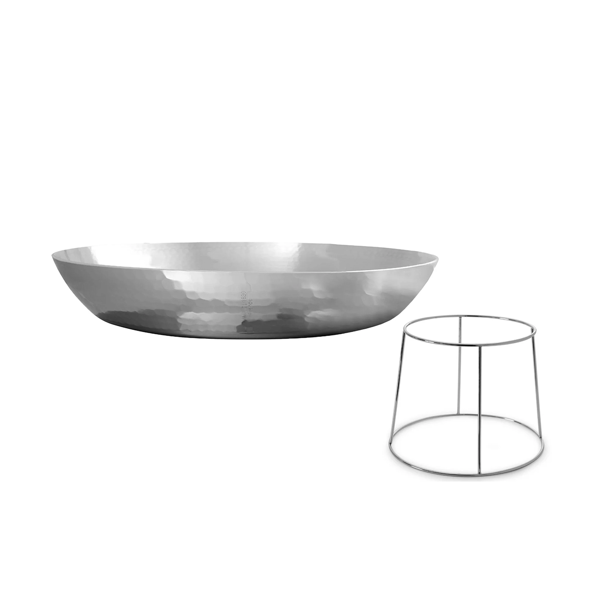 Mauviel M'ELITE Hammered 5-Ply Seafood Pan 13.8-In With Seafood Tray Holder Set - Mauviel1830