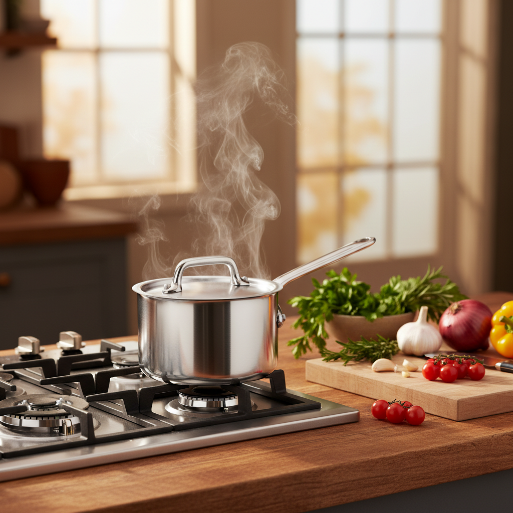 Mauviel M'Pure Sauce Pan With Lid, Cast Stainless Steel Handle, 0.5-Qt - Mauviel1830