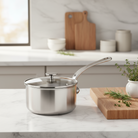 Mauviel M'Pure Sauce Pan With Glass Lid, Cast Stainless Steel Onyx Handle - Mauviel1830