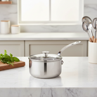 Mauviel M'Pure Sauce Pan With Glass Lid, Cast Stainless Steel Onyx Handle - Mauviel1830