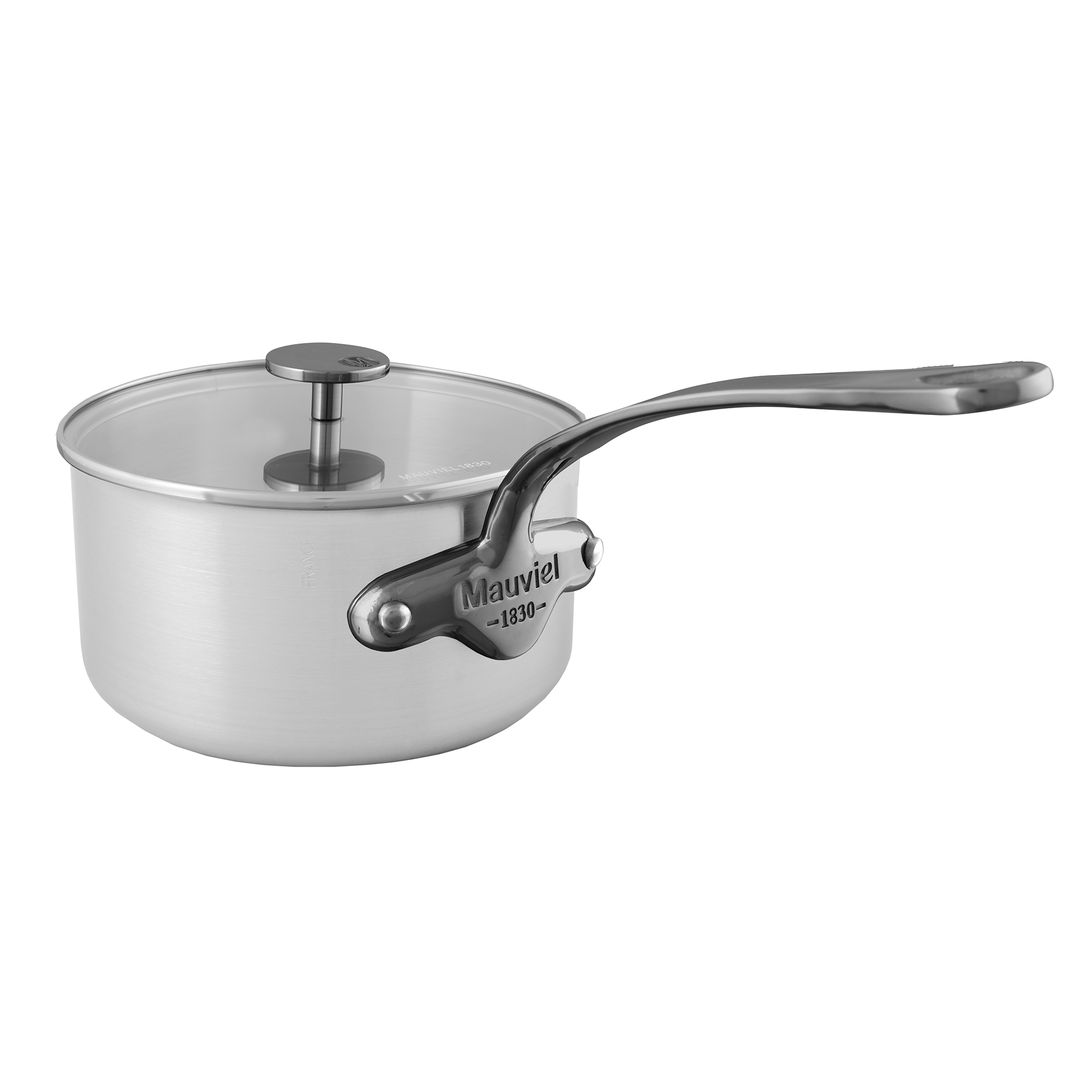 Mauviel M'Pure Sauce Pan With Glass Lid, Cast Stainless Steel Onyx Handle - Mauviel1830