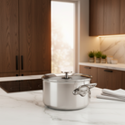 Mauviel M'Pure Stew Pan With Glass Lid, Cast Stainless Steel Onyx Handles, 10-Qt - Mauviel1830