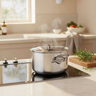 Mauviel M'Pure Stew Pan With Glass Lid, Cast Stainless Steel Onyx Handles, 10-Qt - Mauviel1830