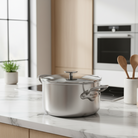 Mauviel M'Pure Stew Pan With Glass Lid, Cast Stainless Steel Onyx Handles, 10-Qt - Mauviel1830