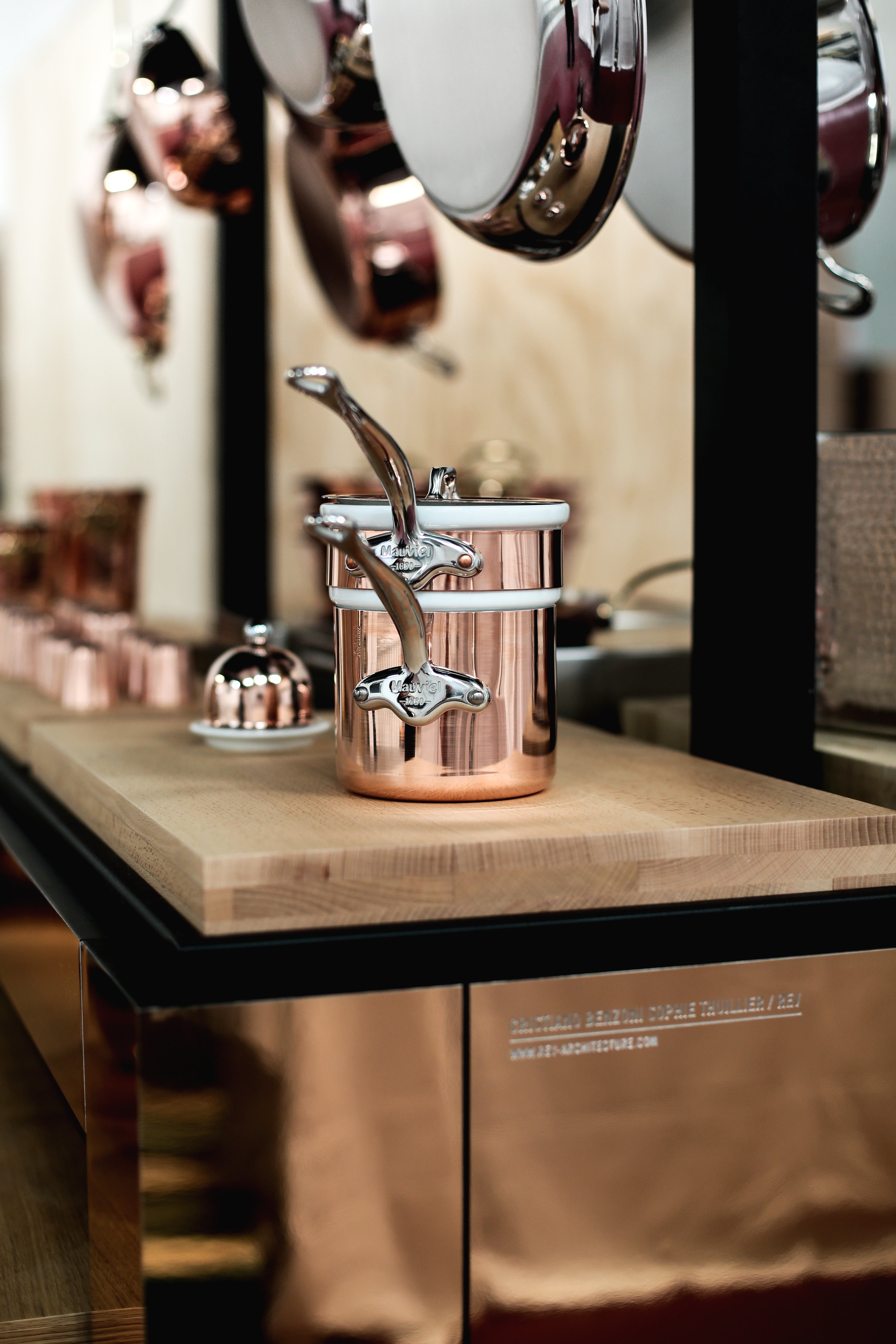 Mauviel Copper Tinned Bain Marie/Double Boiler With Lid, Cast Stainless Steel Handles, 0.9-Qt - Mauviel1830