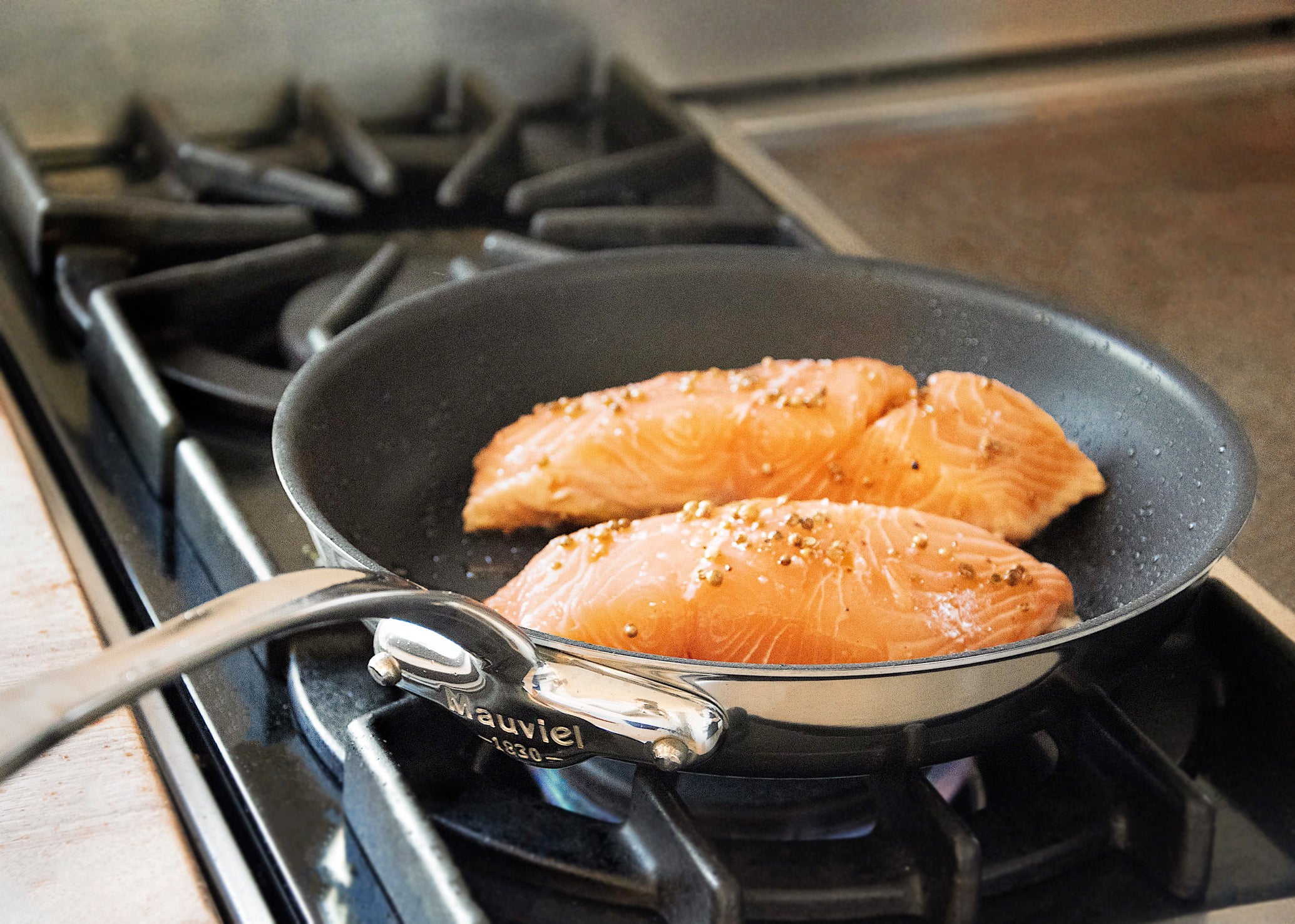 Mauviel M'COOK 5-Ply Nonstick Frying Pan With Curved Lid, Cast Stainless Steel Handle, 11-In - Mauviel1830