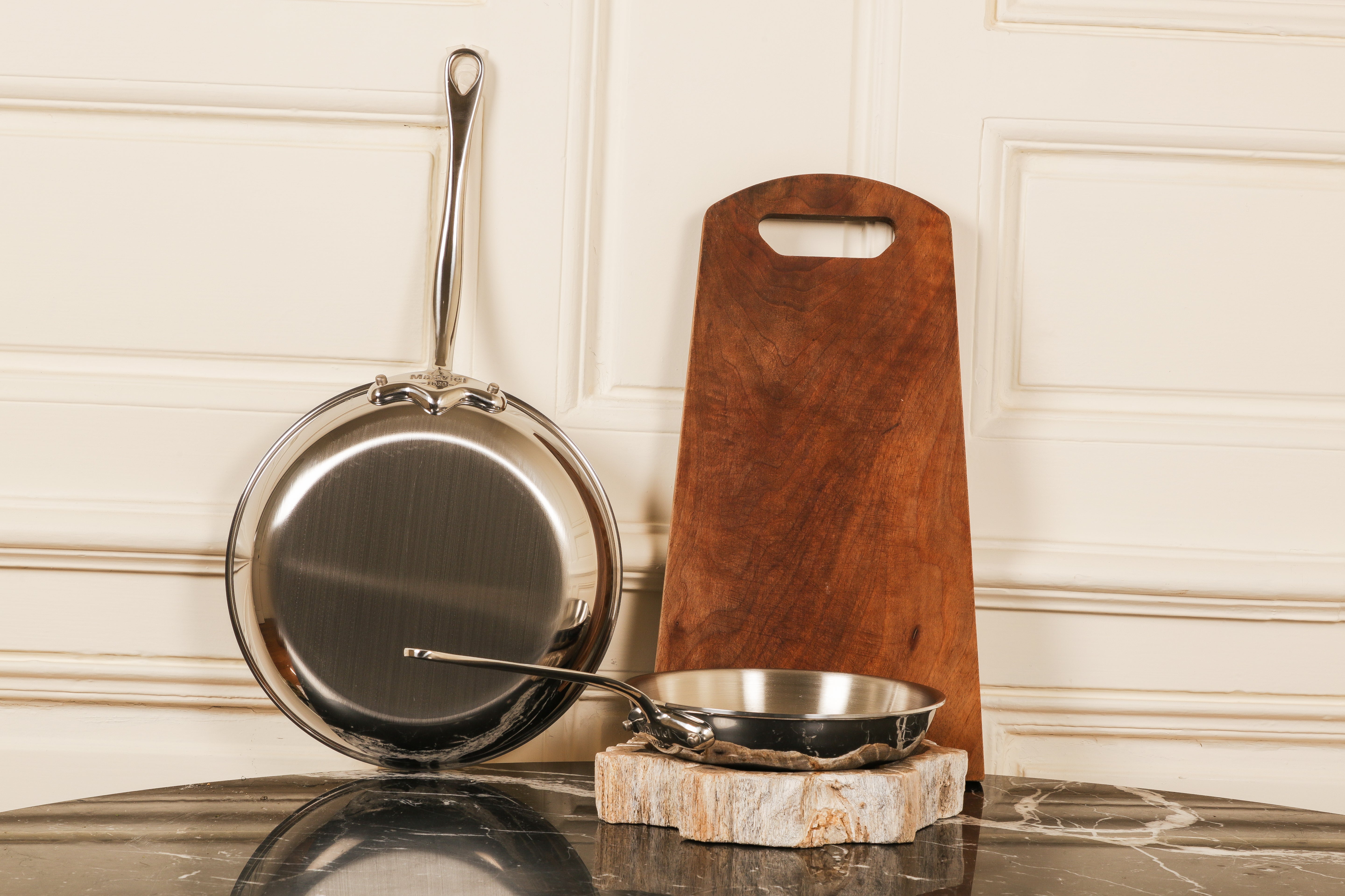 Mauviel M'COOK 5-Ply 2-Piece Frying Pan Set With Cast Stainless Steel Handles - Mauviel1830