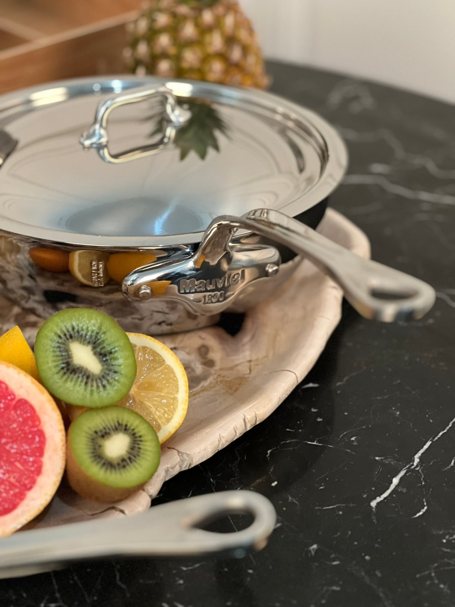 Mauviel M'COOK 5-Ply Chef Pan With lid, Cast Stainless Steel Handle - Mauviel1830