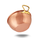 Mauviel M'PASSION copper syrup pan with brass handles, specialty cookware, shiny copper finish, and sturdy brass side handles.