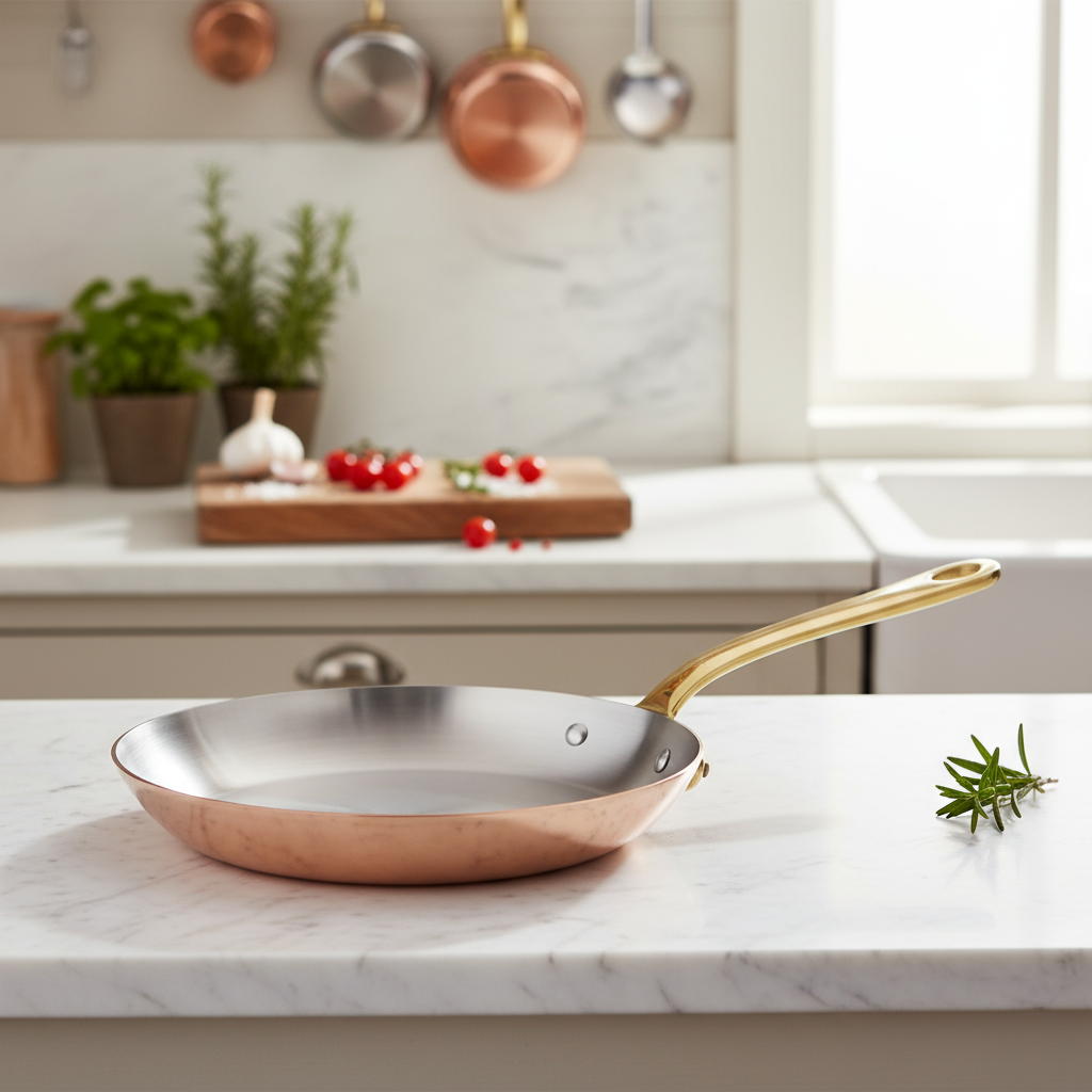 Mauviel M'Heritage M'200 B Copper Frying Pan With Brass Handle, 7.9-in - Mauviel1830