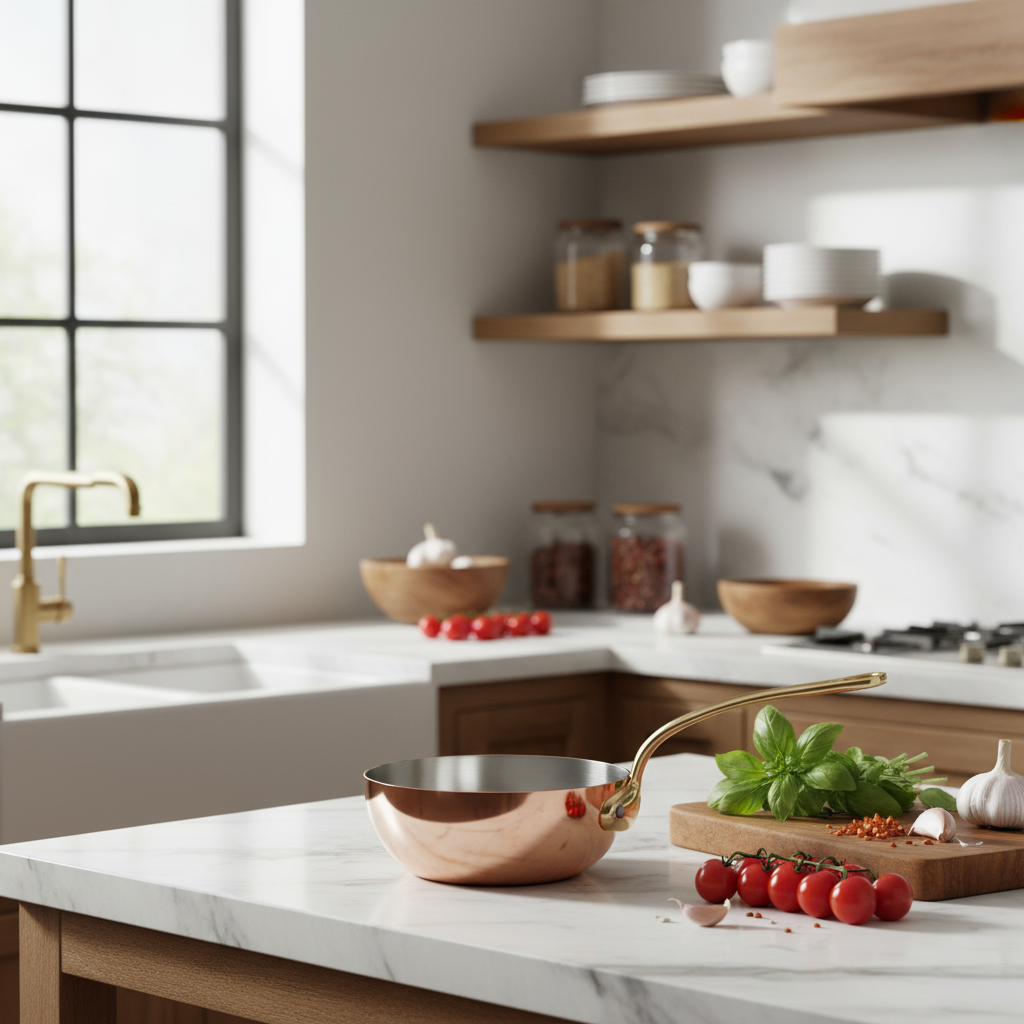 Mauviel M'Heritage M'200 B Chef Pan With Brass Handle, 3.6-Qt - Mauviel1830