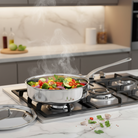 Mauviel M'Cook SB 5-Ply Saute Pan With Lid, Brushed Cast Stainless Steel Handle, 3.4-Qt - Mauviel1830