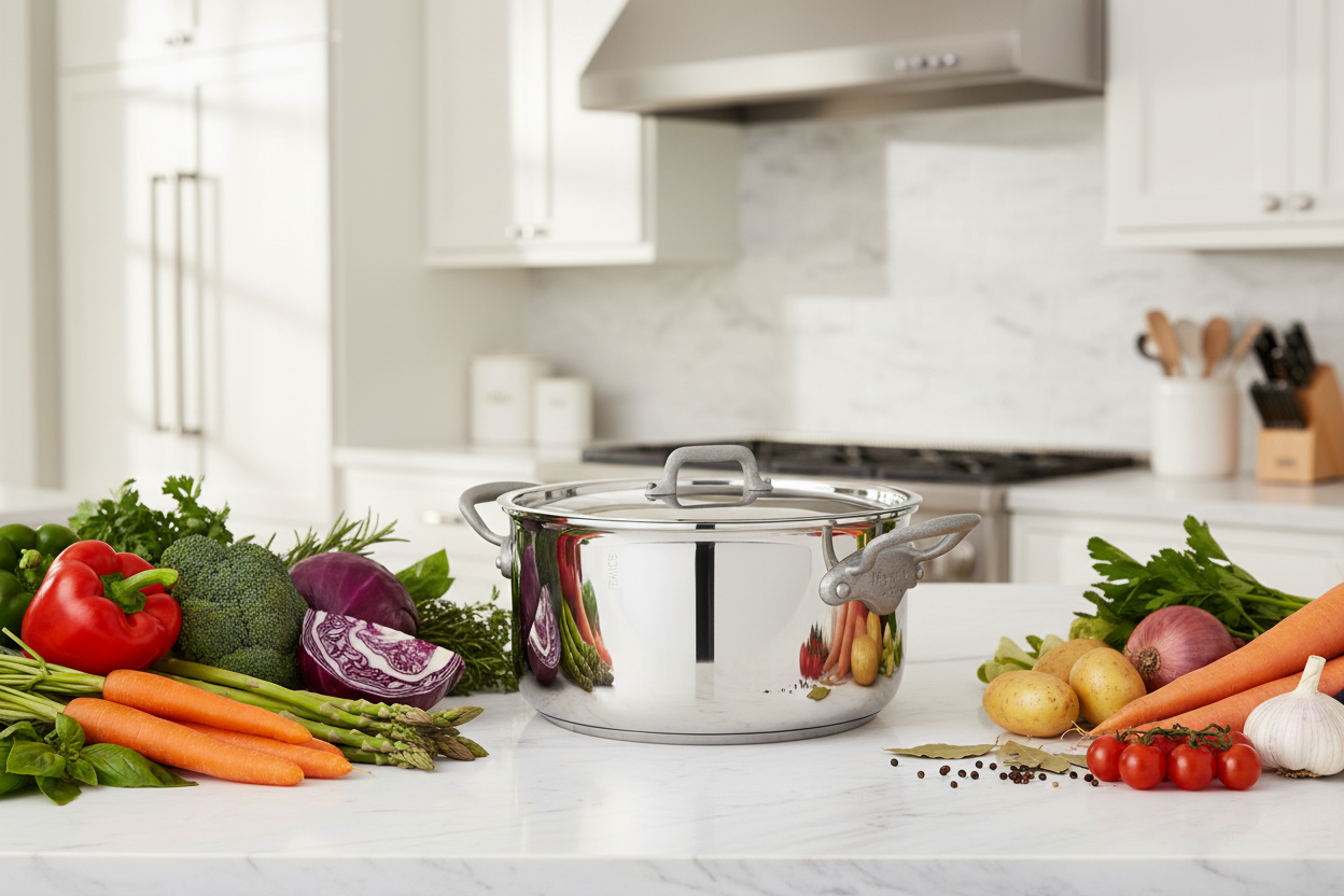 Mauviel M'Cook SB 5-Ply Stewpan With Lid,Brushed Cast Stainless Steel Handles, 6.1-Qt - Mauviel1830