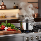 Mauviel M'Cook SB 5-Ply Stewpan With Lid,Brushed Cast Stainless Steel Handles, 6.1-Qt - Mauviel1830