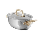 Mauviel M'MINIS Stainless Steel Oval Stewpan With Brass Handles And Lid, 0.36-Qt - Mauviel1830