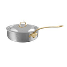 Mauviel M'ELITE B Hammered 5-Ply Saute Pan With Curved Lid, Brass Handle - Mauviel1830