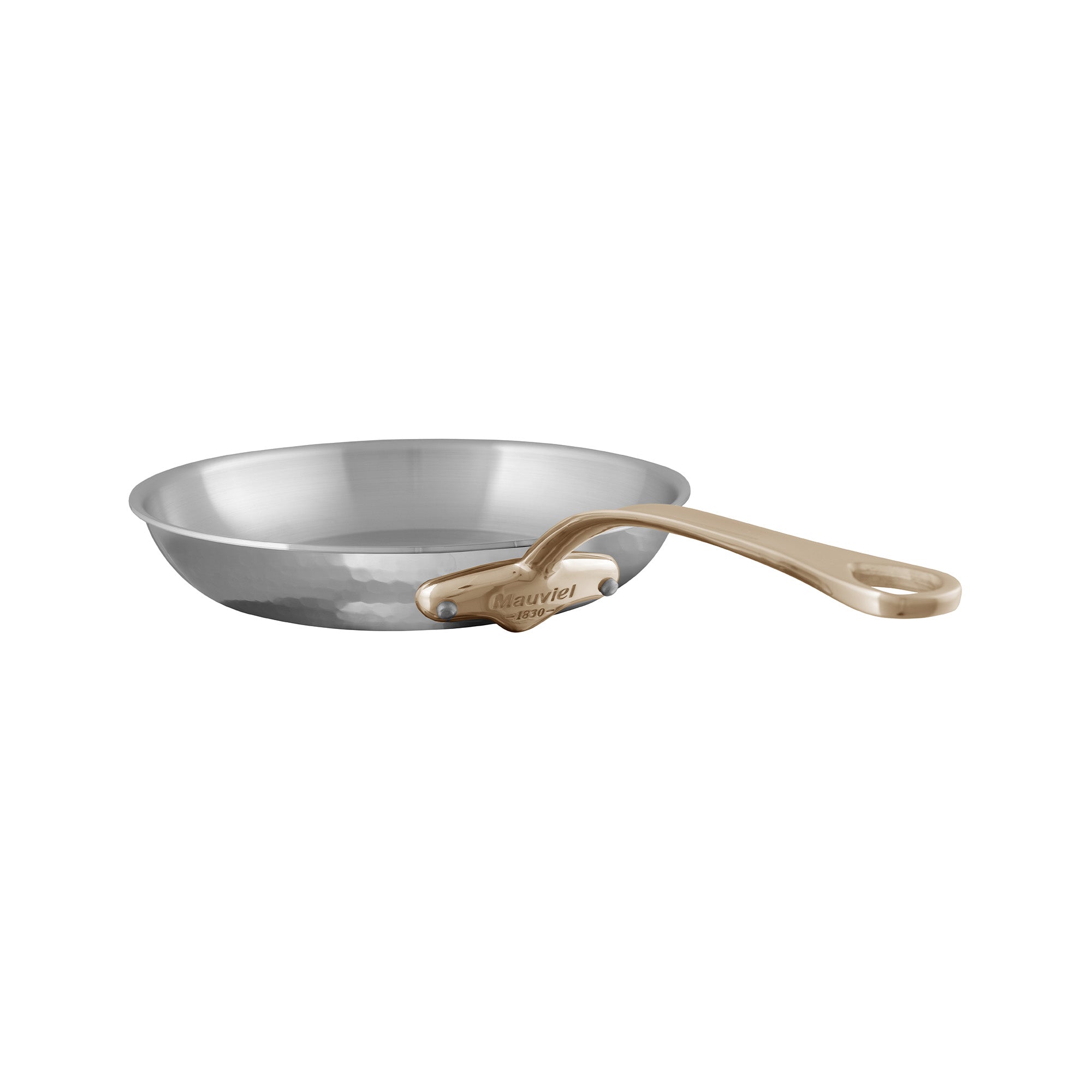 Mauviel M'ELITE B Hammered 5-Ply Frying Pan With Brass Handle, 7.9-In - Mauviel1830