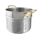 Mauviel Stainless Steel 3-Piece Pasta Set With Brass Handles, 9.7-qt Stock Pot & Insert - Mauviel1830