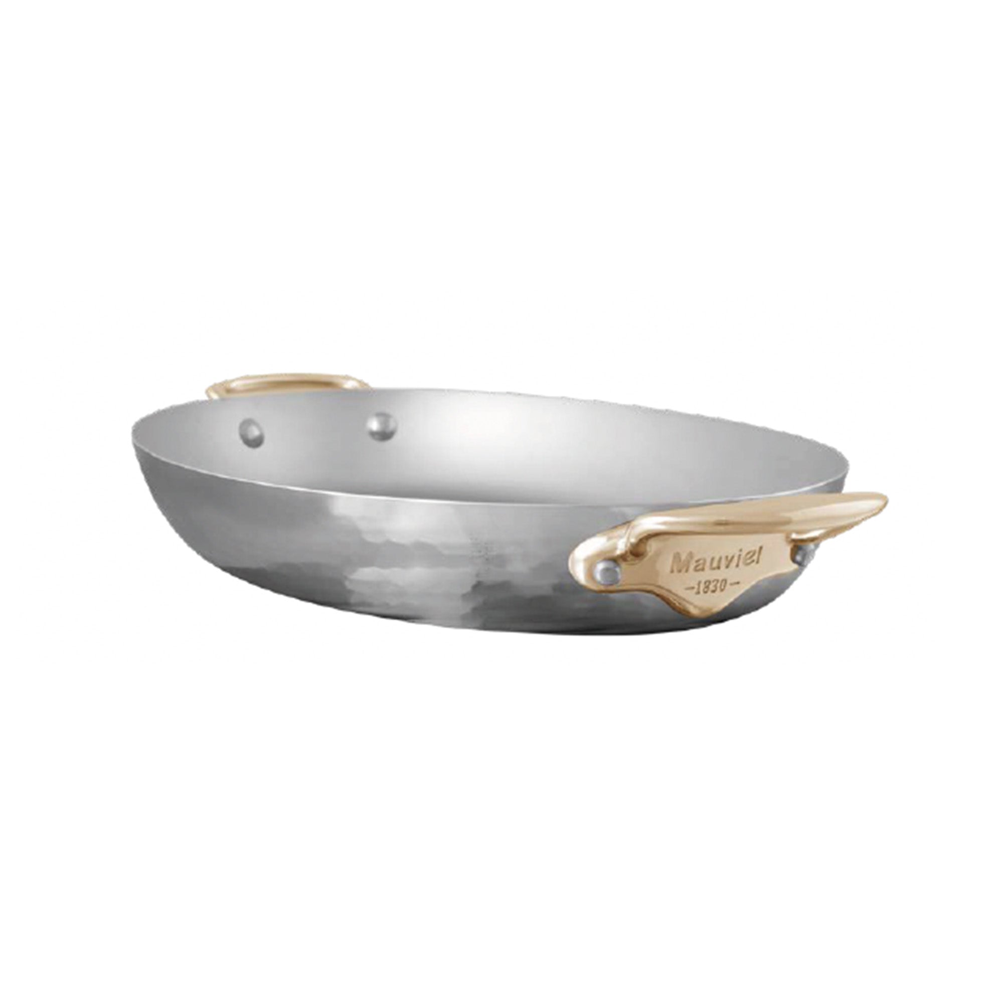 Mauviel M'ELITE B Hammered 5-Ply Oval Pan With Brass Handles, 10.2-Inch - Mauviel1830