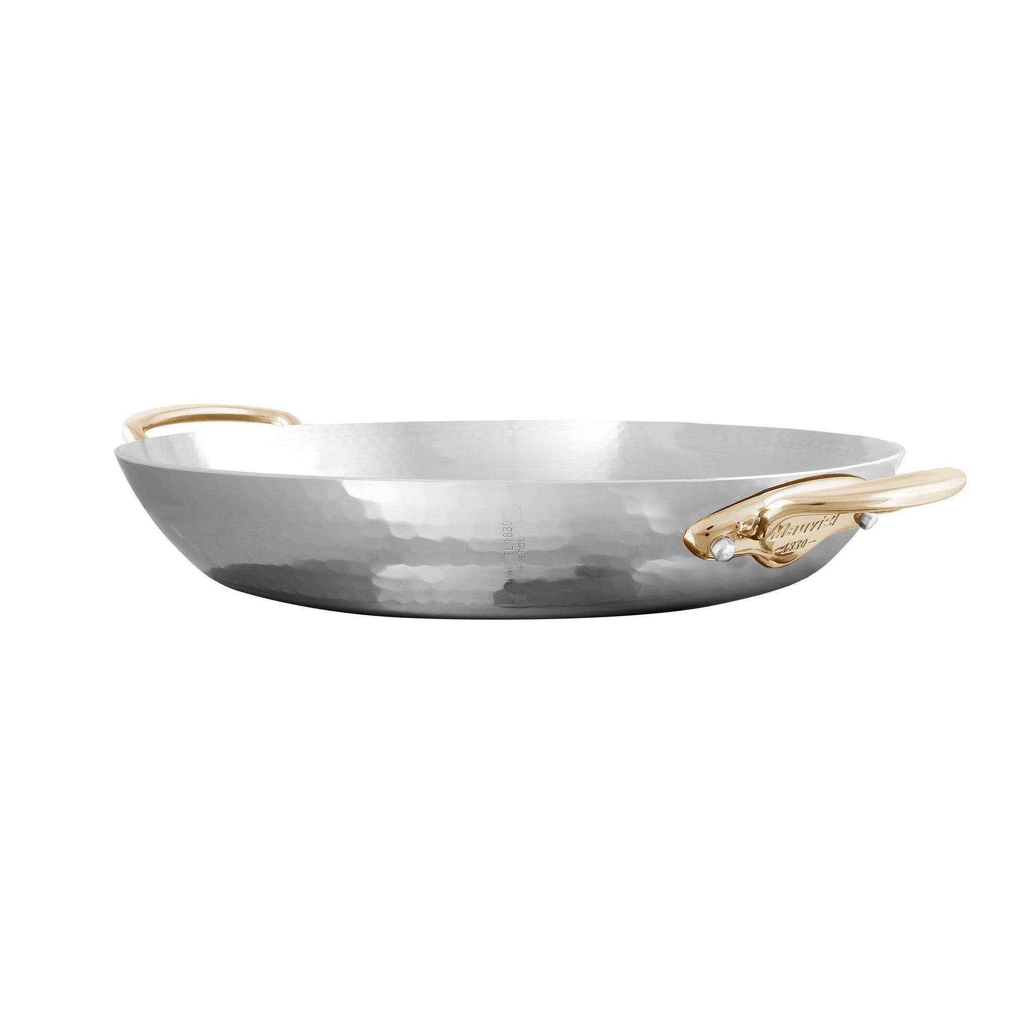 Mauviel M'ELITE B Hammered 5-Ply Round Pan With Brass Handles, 6.3-In - Mauviel1830