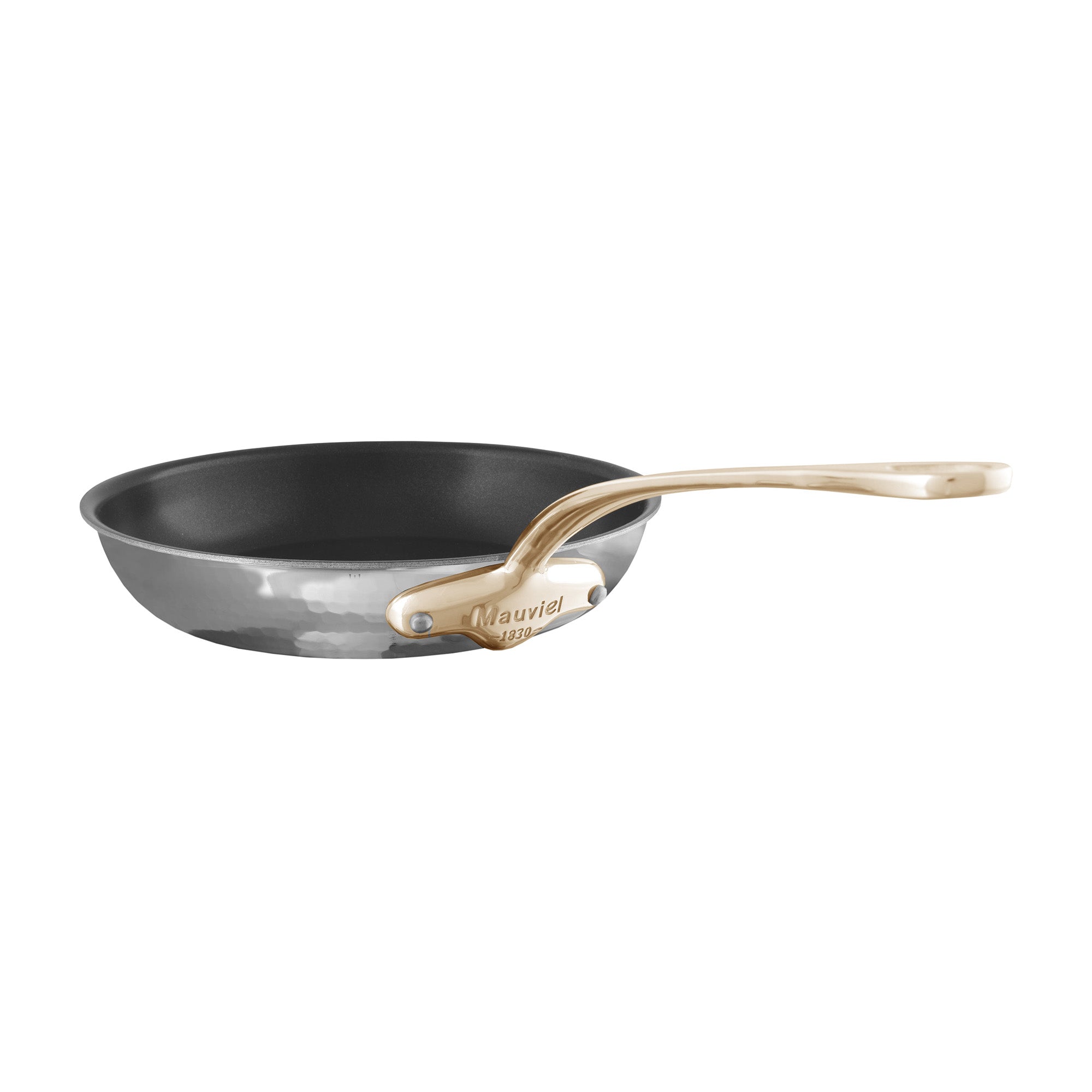 Mauviel M'ELITE B Hammered 5-Ply Nonstick Frying Pan With Brass Handle - Mauviel1830