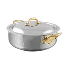 Mauviel M'ELITE B Hammered 5-Ply Rondeau With Curved Lid, Brass Handles, 6-Qt - Mauviel1830