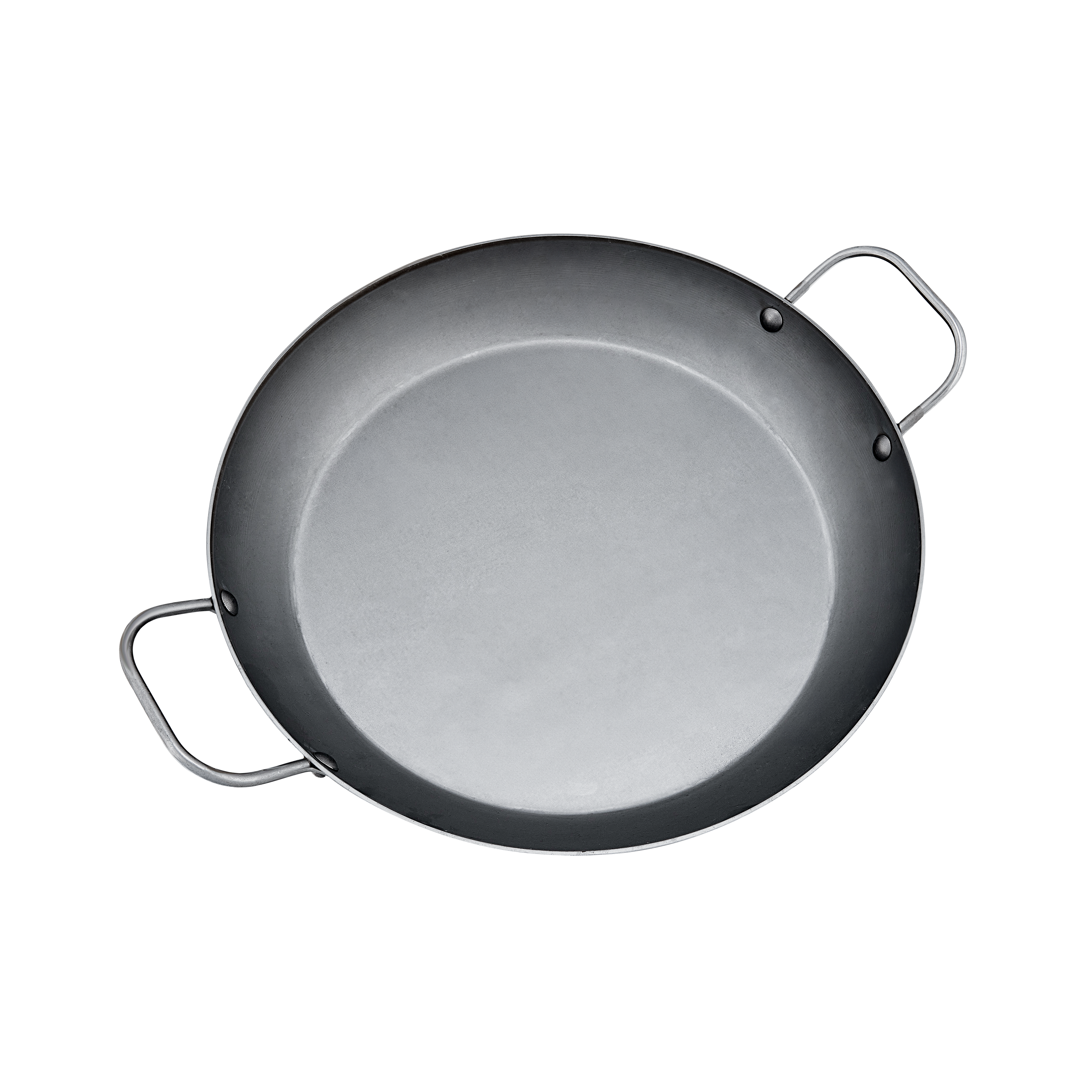 Mauviel M'STEEL Black Carbon Steel Paella Pan With Iron Handles, 14.2-In - Mauviel1830